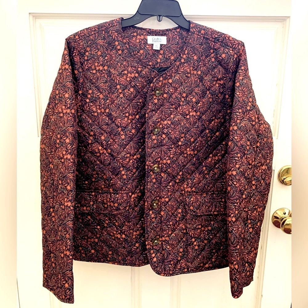 Floral Quilted Jacket Coat Croft & Barrow Neutral Brown SzXXL Lightweight NWOT
